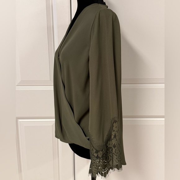 IZ Byer Faux Wrap Blouse With Lace Cuffs - Picture 2 of 7